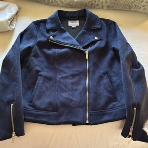 Cute old navy zip up jacket, soft on the outside and silk on the inside.
